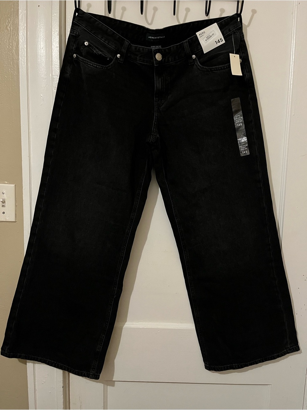 Women Black Wide-Leg baggy Jeans size 14S